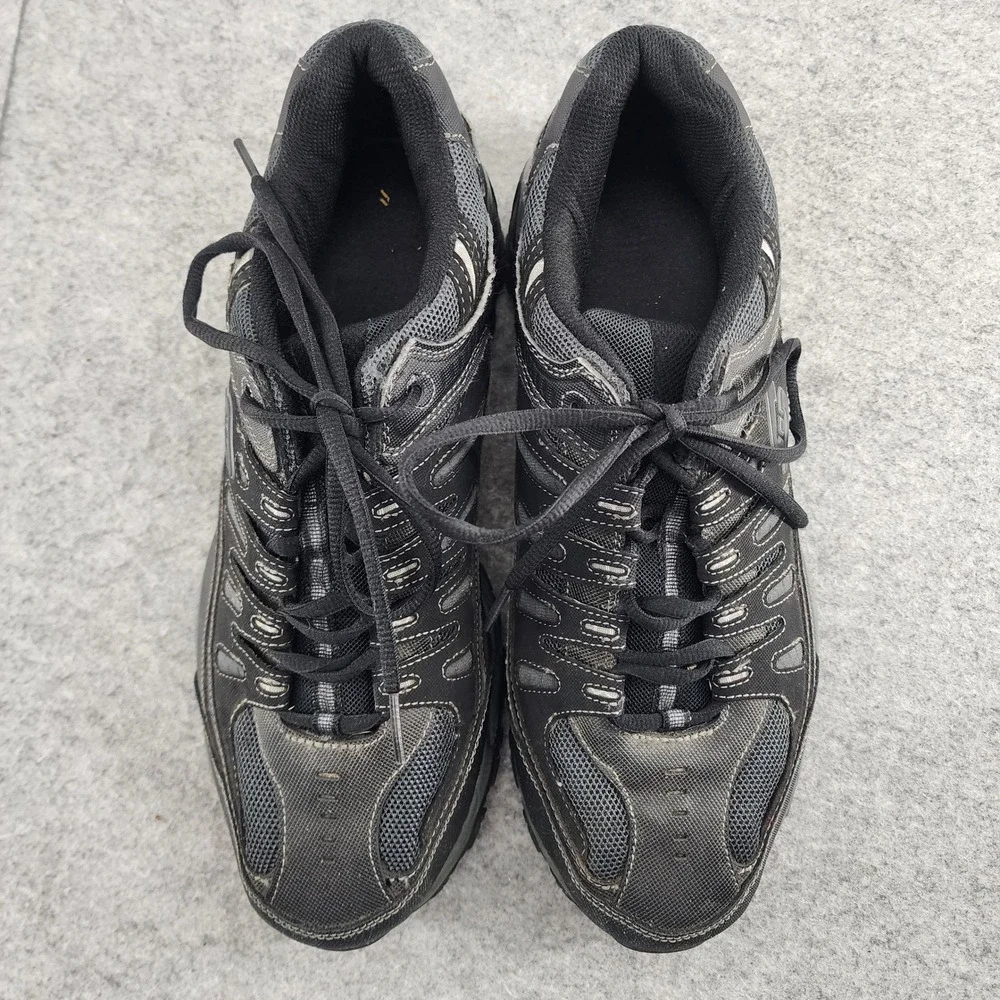 Skechers Afterburn M Fit Black Leather Mesh Trail Walking Sneakers Mens 14 EWW